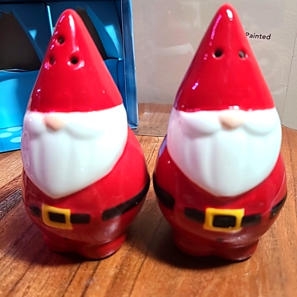 St. Nicholas Square Holiday Cheer Red Gnoms Salt and Pepper Shakers Handpainted